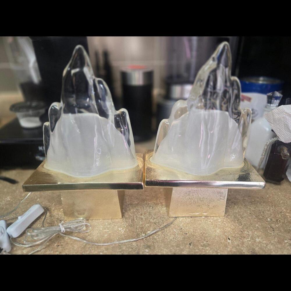 Set of 2 Gold Torch Lamps With USB Plug in